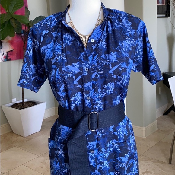 Blue Floral Midi Dress Banana Republic - Picture 3 of 7